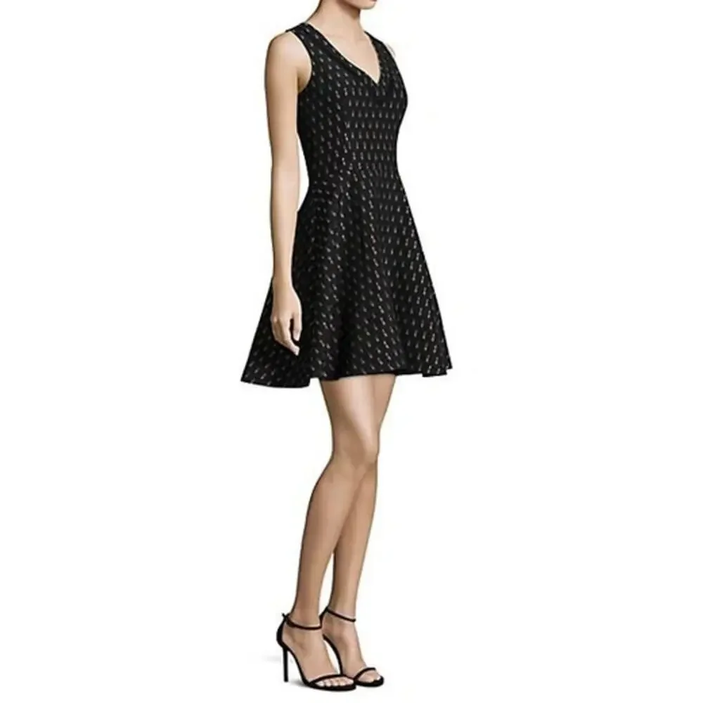 Shoshanna Elvira Metallic Lipstick Fit and Flare Dress Black Size 4‎